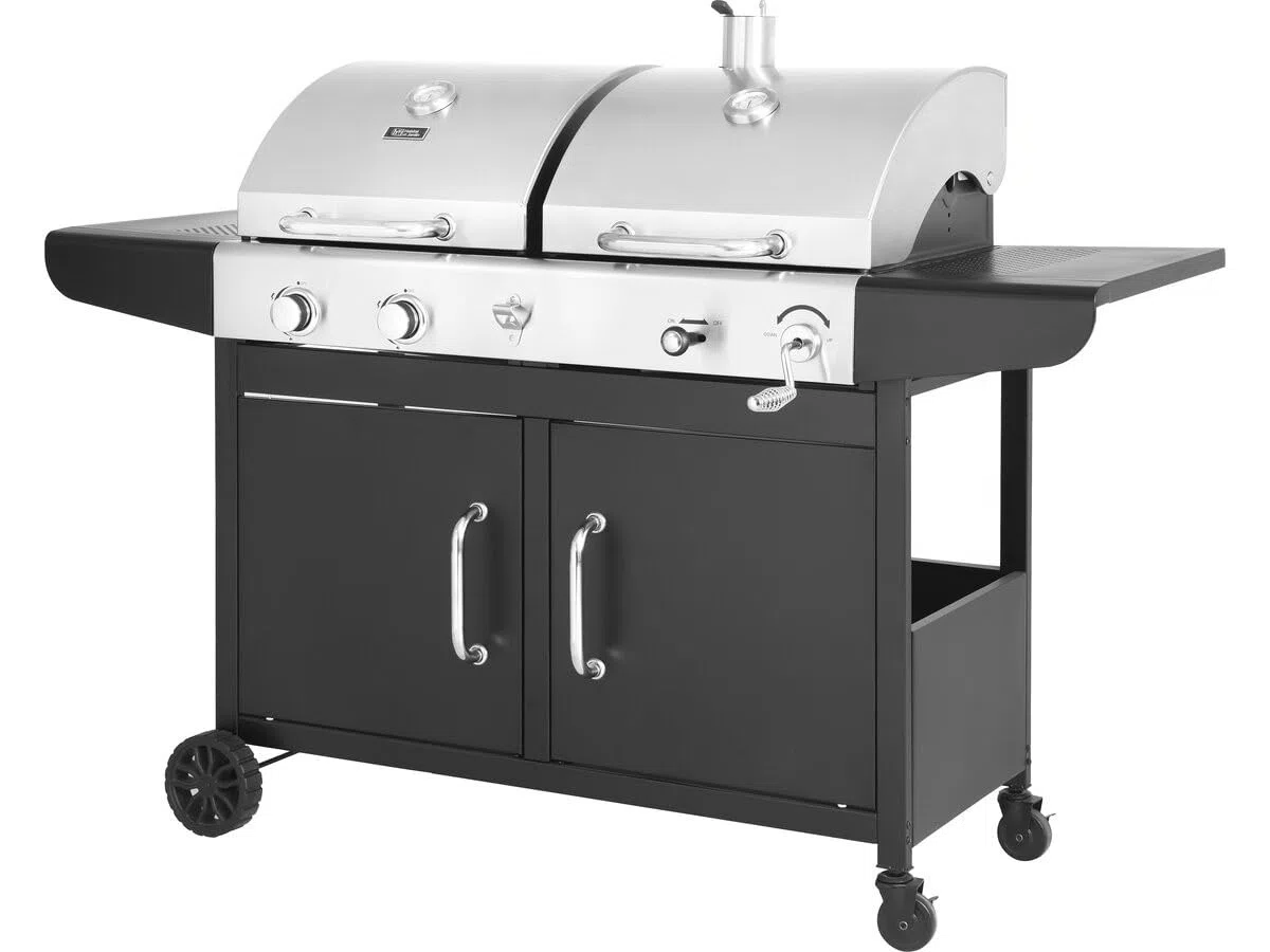 Barbecue "Western" a gas e carbonella 2 in 1 - Nero
