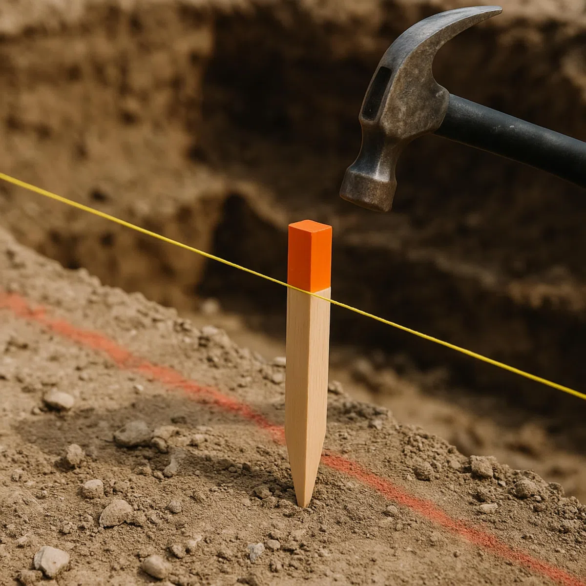 25 Paletti in Legno di Faggio 25x25 mm – Lunghezza 40 cm – Punta Verniciata Rossa – Paletti di Riferimento per Rilievi Geodetici e Segnalazione – Pali da Giardino e Recinzione Robusti