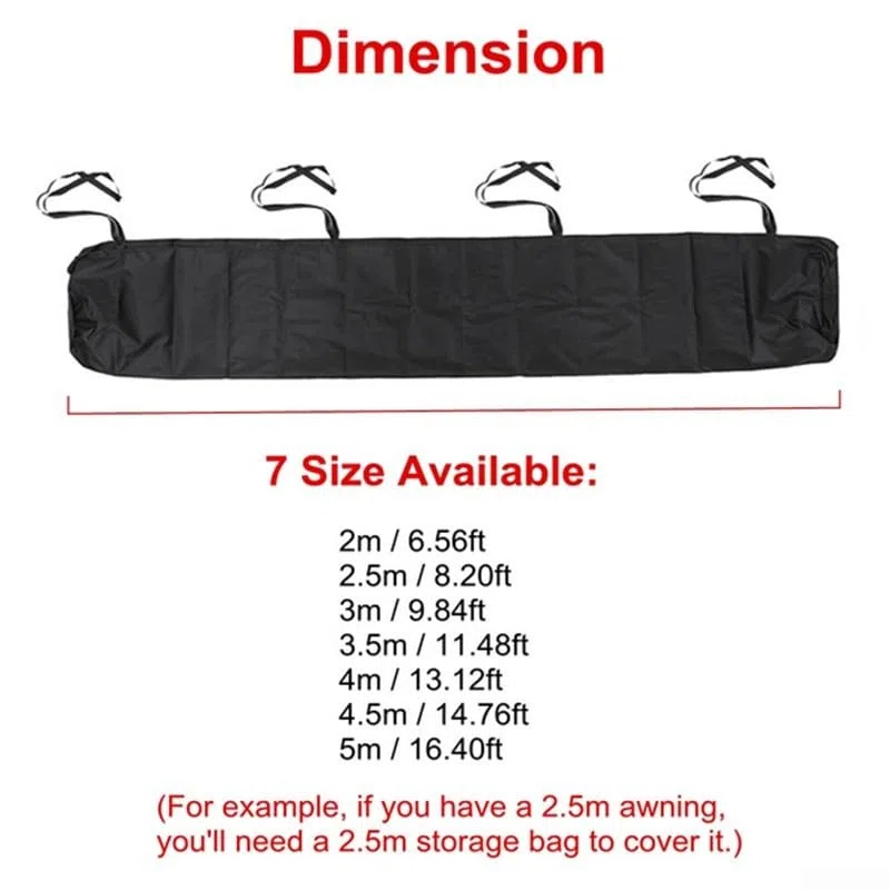 Custodia protettiva per tende da sole, copertura per tende da sole per la conservazione in inverno, protezione solare (2,5 m nero)