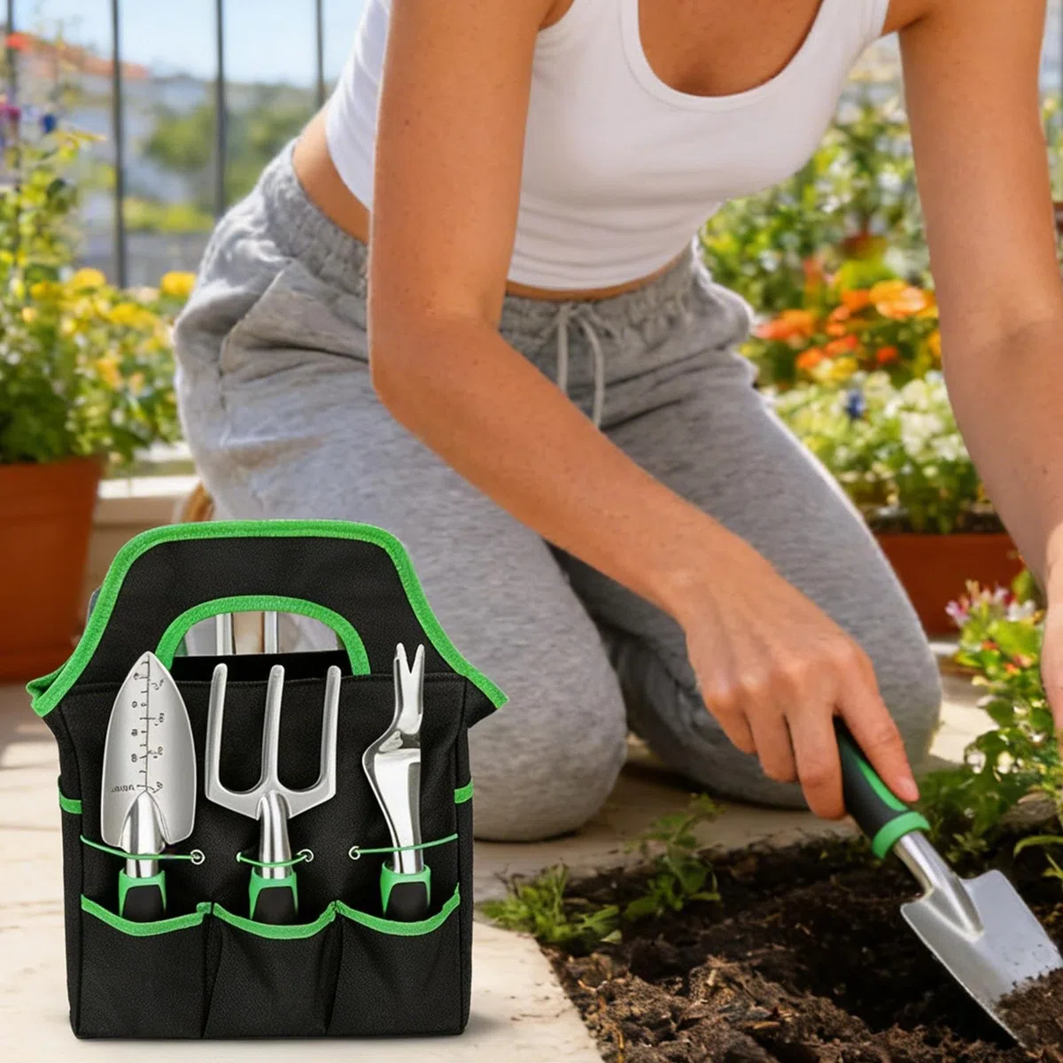 Attrezzi da Giardinaggio 8 Pezzi Acciaio Inossidabile Per Piante | Kit Manuali Da Giardino Fiorito Per Interno Esterno e Principianti Ideale per Scavo Diserbo e Trapianto