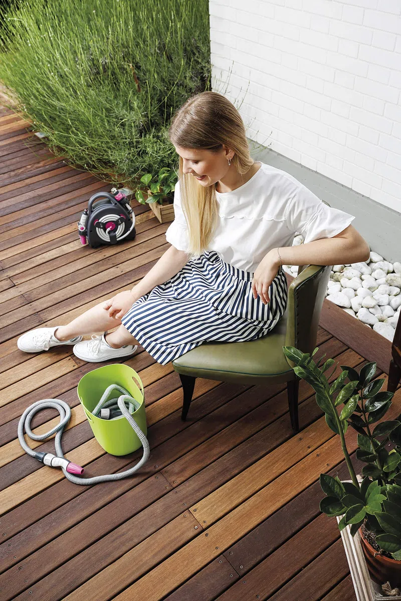GF Garden, Aquapop 15, Tubo Estensibile da Giardino 15 Metri, in Kit pronto all’uso, con pratica Borsa di Plastica Contenitore, Verde Lime, per l’Irrigazione di Giardini, Balconi, Terrazzi e Verande
