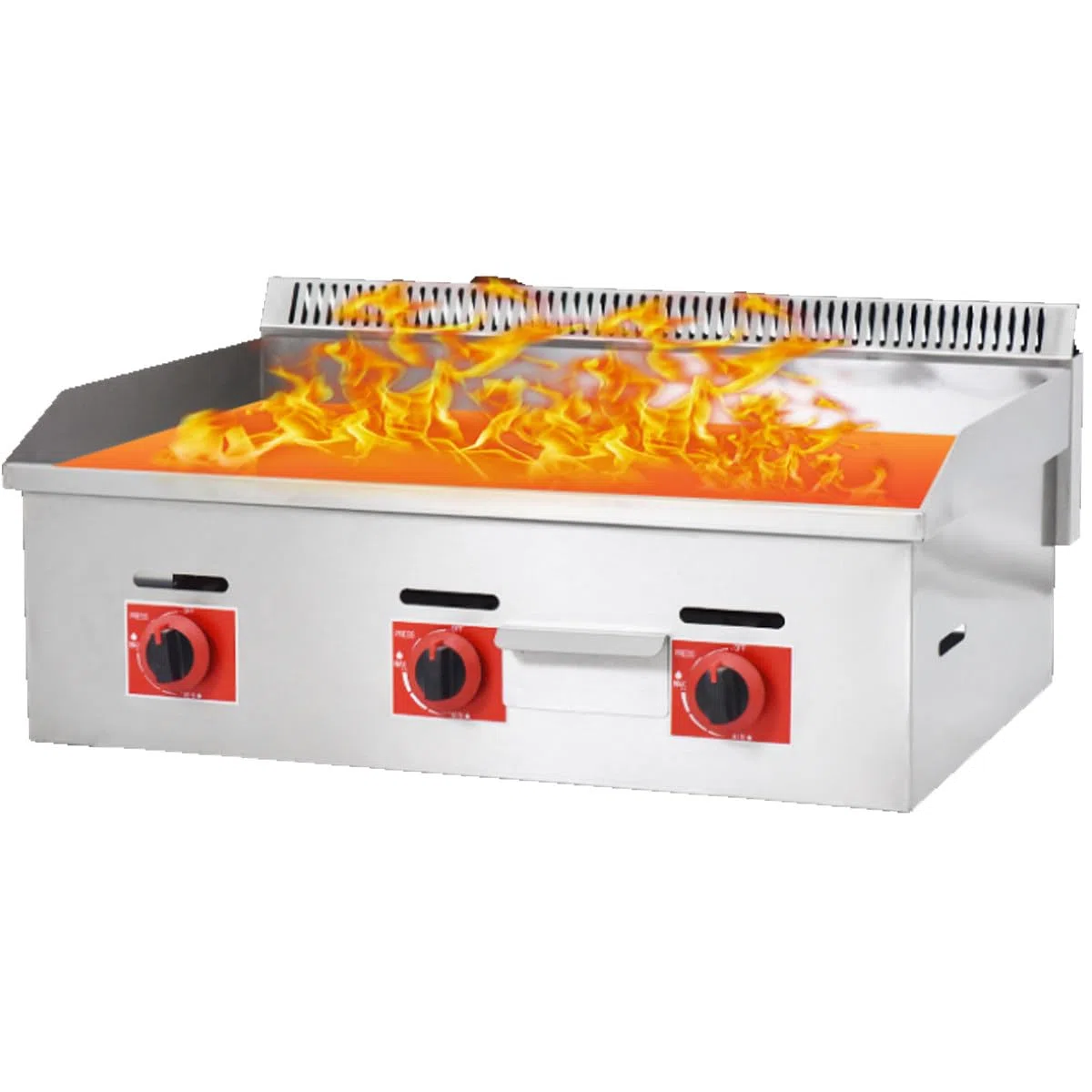 grande piastra antiaderente in acciaio inox, piastra a gas, griglia da banco commerciale, padelle per la cucina, friggitrice per uova alla pancetta del barbecue