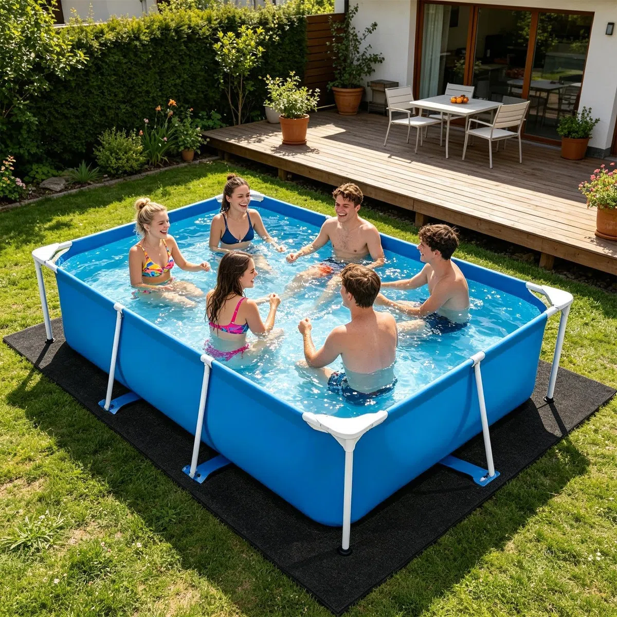 Tappeto di Protezione Terreno Piscina Quadrato Ispessito Protezione Anti | Sottofondo per Piscina per Casa Resort Libero Ville Comunità Hotel Giardino Cortile Terrazza