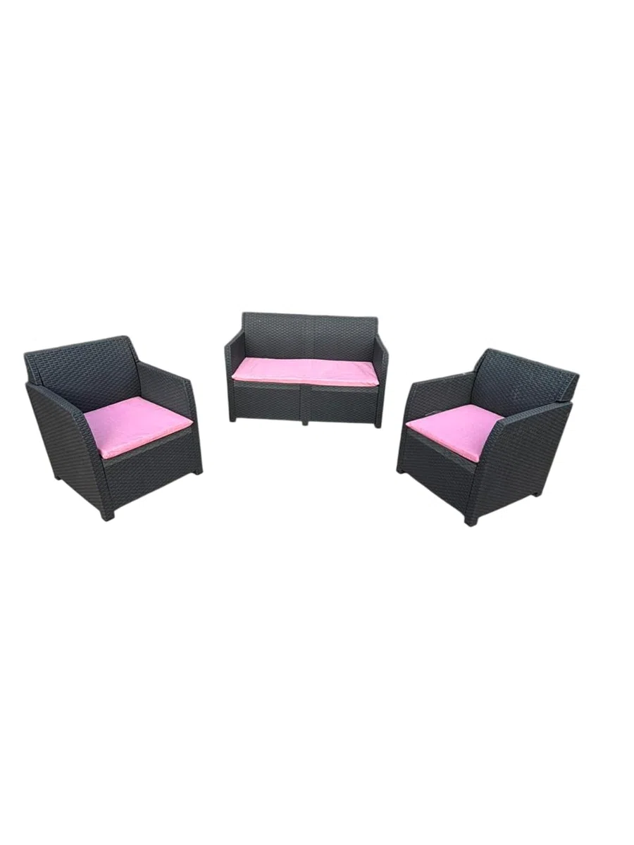 CASABELLAPIU Tris Cuscini Da Esterno, Cuscini Sfoderabili e Lavabili, Misure poltrone 52x50x4,5cm, Misura divano 110x52x4,5 cm. 100% Made in Italy (Rosa)