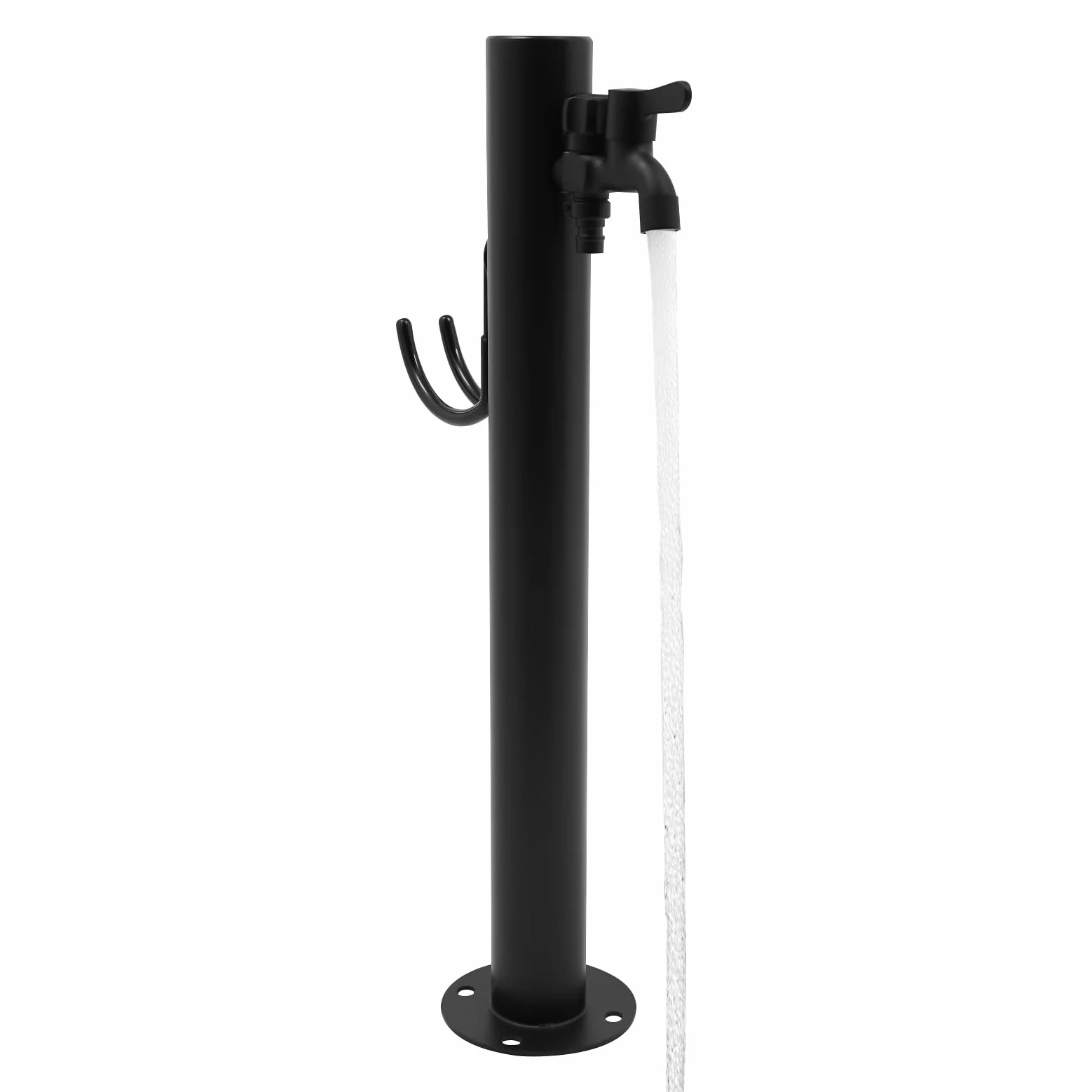 Colonna d'acqua in acciaio inox 60 cm, rubinetto esterno antigelo, robusto rubinetto montato a pavimento, per giardino, campeggio e fontane (rotondo)