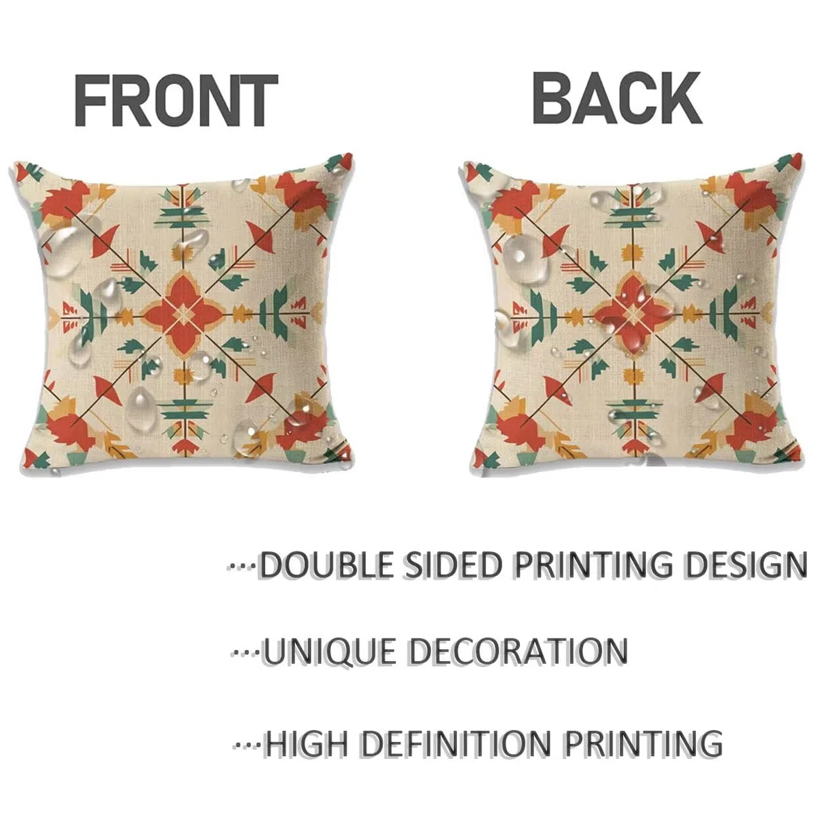 Fodere Cuscini 50x50cm Cuscini Esterno Impermeabili Giallo Decorativi Giardino Copricuscini Divano Reticolo,Quadrate Lino Bifacciale Stampa Set di 2,per Estate Primavera Terrazza Balcone,Gifts AU-684