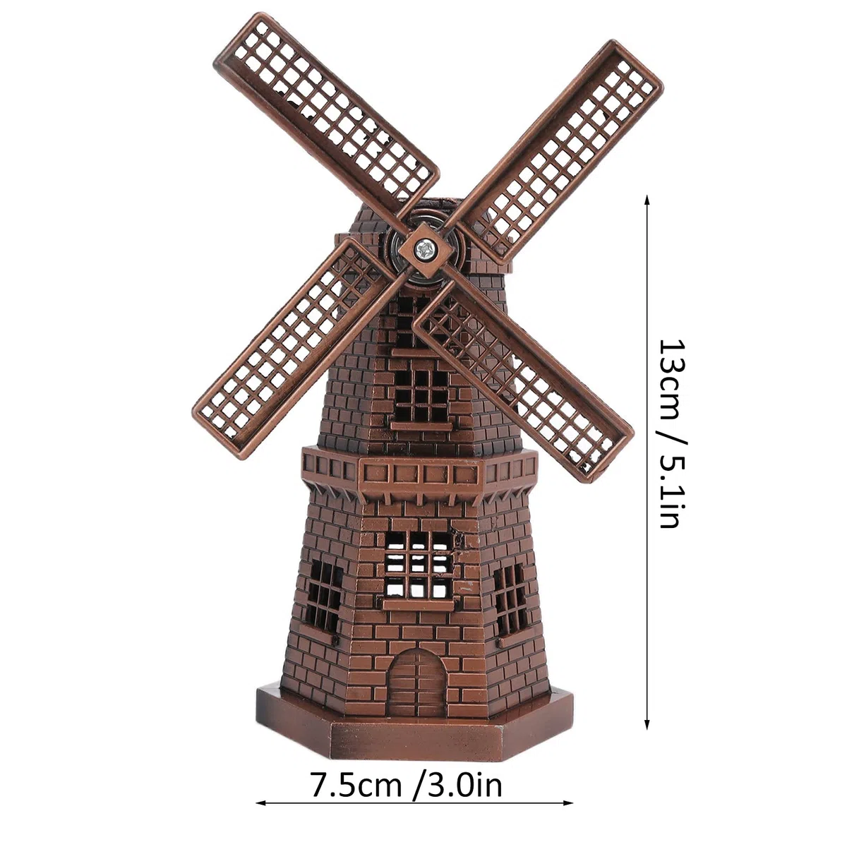 Statua del Mulino a Olandese, Modello di Mulino a Olandese in Legno, Mini Ornamenti Artigianali in Bronzo Rosso per Bambini, Adolescenti e Adulti