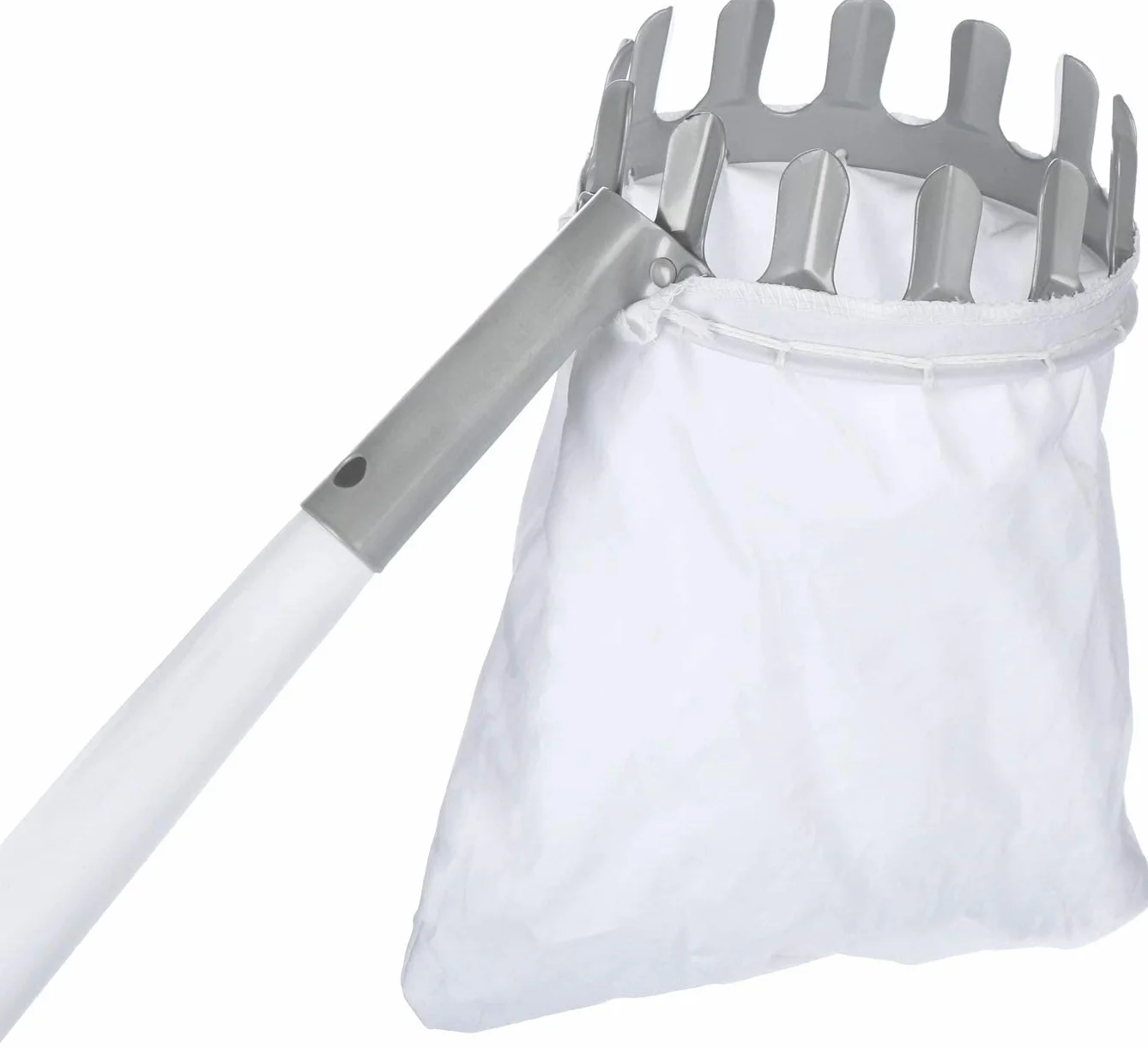 A2ZWORLD Raccogli Frutta con Borsa in Tessuto Manico Telescopico, Strumento per Raccogliere Mele, Arance, Pesche, Pere e Ciliegie (Diametro: 14 Centimetri)