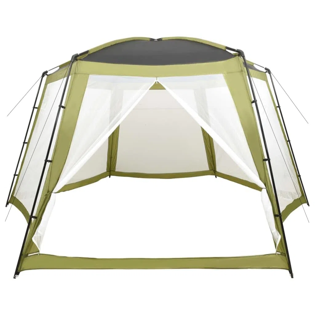 Mangloder - Tenda da piscina in tessuto, 590 x 520 x 250 cm, verde, per piscine, idromassaggio, vasca idromassaggio, piscina fuori terra, resistente ai raggi UV, con pareti laterali in rete e telaio