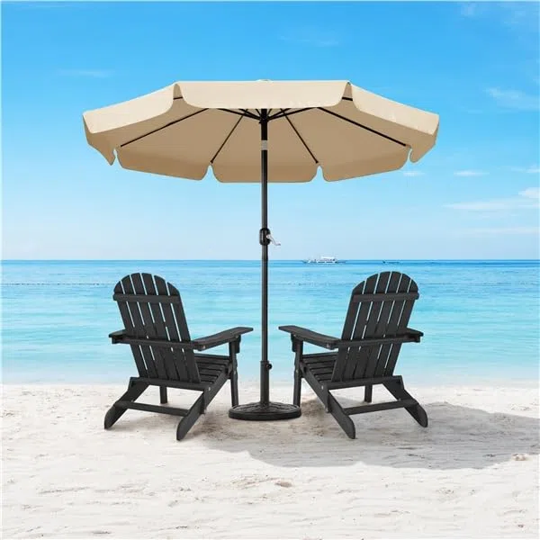 Yaheetech Ombrellone da Giardino Esterno con Bordatura 8 Stecche Manovella Parasole Protezione UV per Spiaggia Balcone Terrazzo Mercato Reclinabile Ecrù