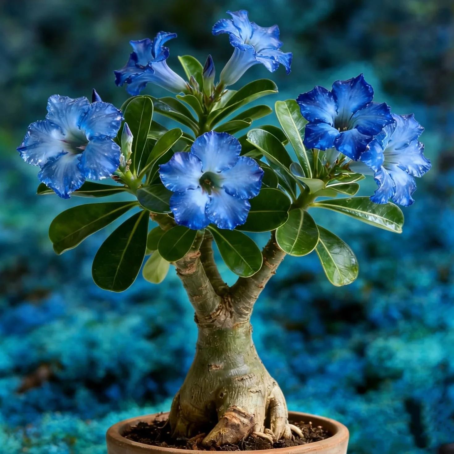 2+ Specimenti di Adenium Blu, Pianta Succulenta Ornamentale per Giardino, Casa e Balcone