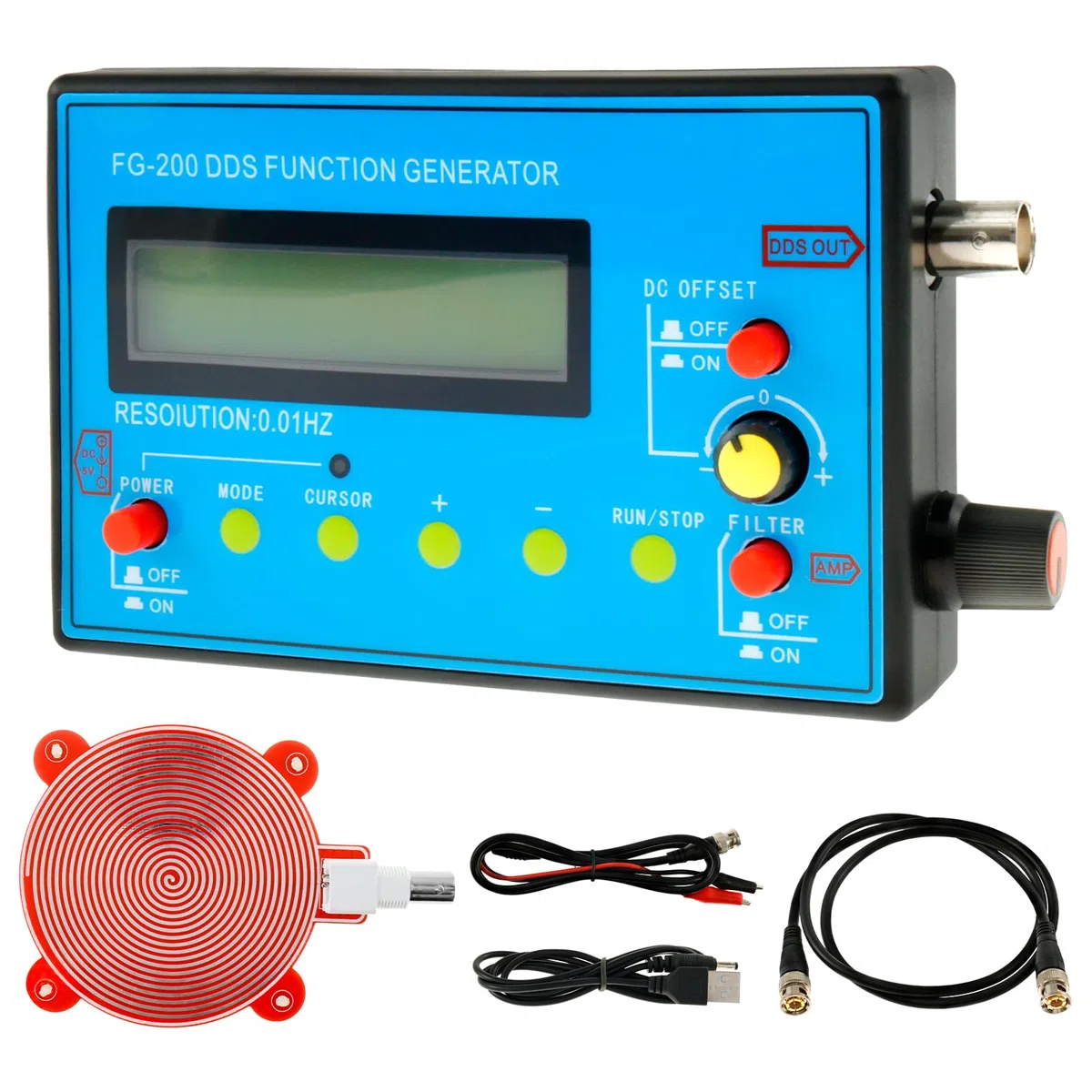 FG-200 DDS Generatore di Funzione 1-500kHz USB Ultra Precisione Stabilità 140 x 80 x 26 mm Generatore di Frequenza con Generatore di Onde Schumann Generatore di Segnale Generatore di Funzione