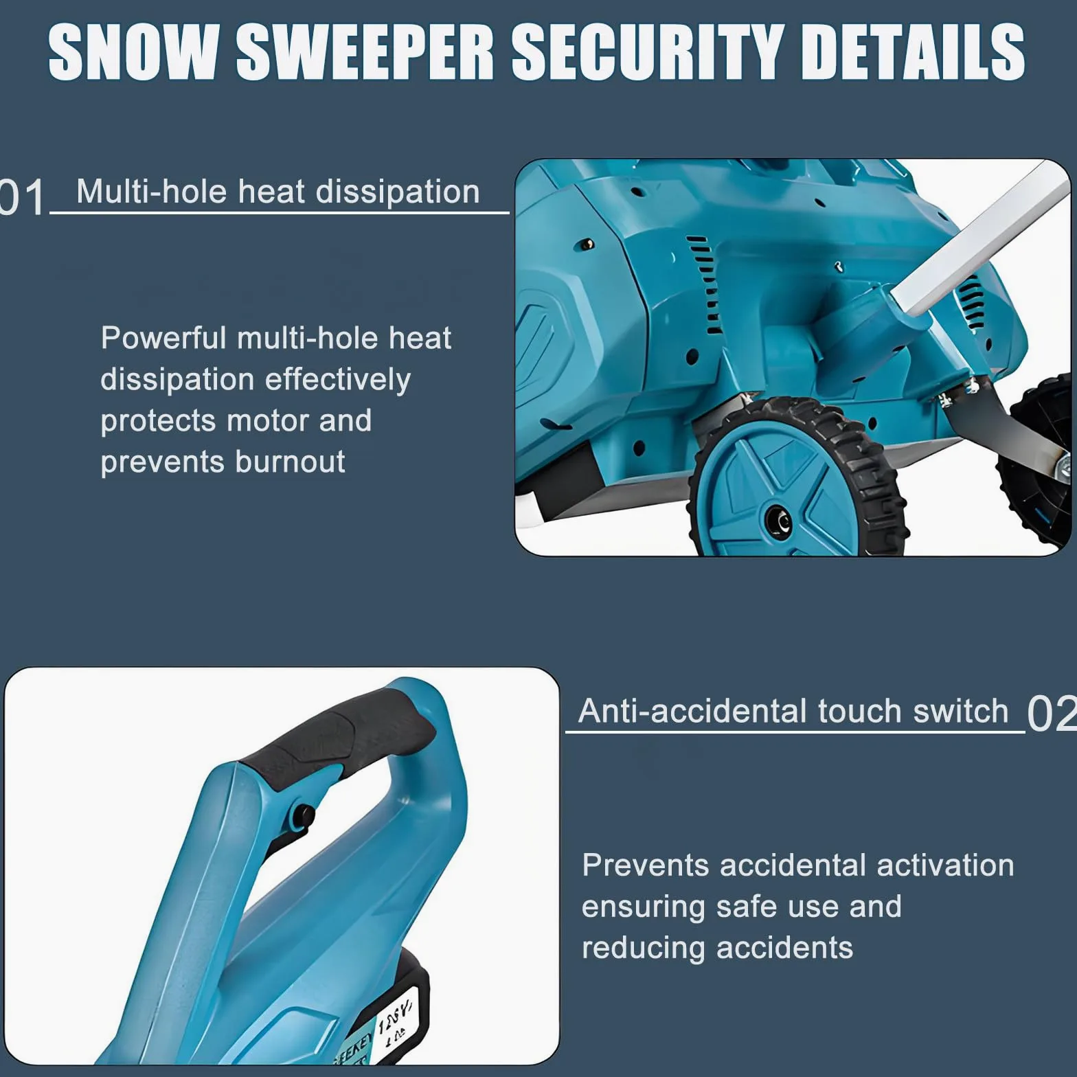 Spazzaneve elettrico senza fili, per esterni, larghezza 40,7 cm e profondità 20 cm, per verande e passerelle invernali, include 2 batterie