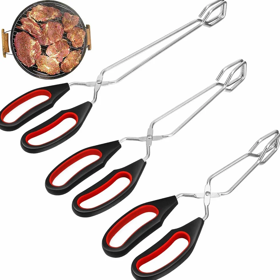 3 Pezzi Pinza da Barbecue, Pinze per Forbici da Barbecue, Pinza Multiuso Cucina, con Manici Antiscivolo e Resistenti al Calore per Girare e Afferrare Utensili Alimentari, 3 Specifiche