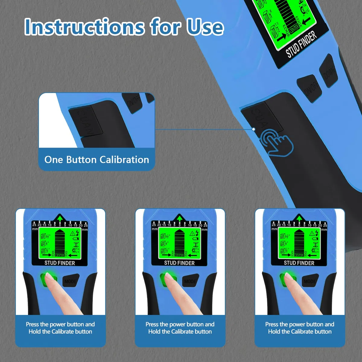 Rilevatore di perni ricaricabile 5 in 1 Stud Finder - Scanner da parete con display LCD e segnale acustico, rilevatore di travi per legno, metallo e cavi elettrici, rilevatore a parete USB per