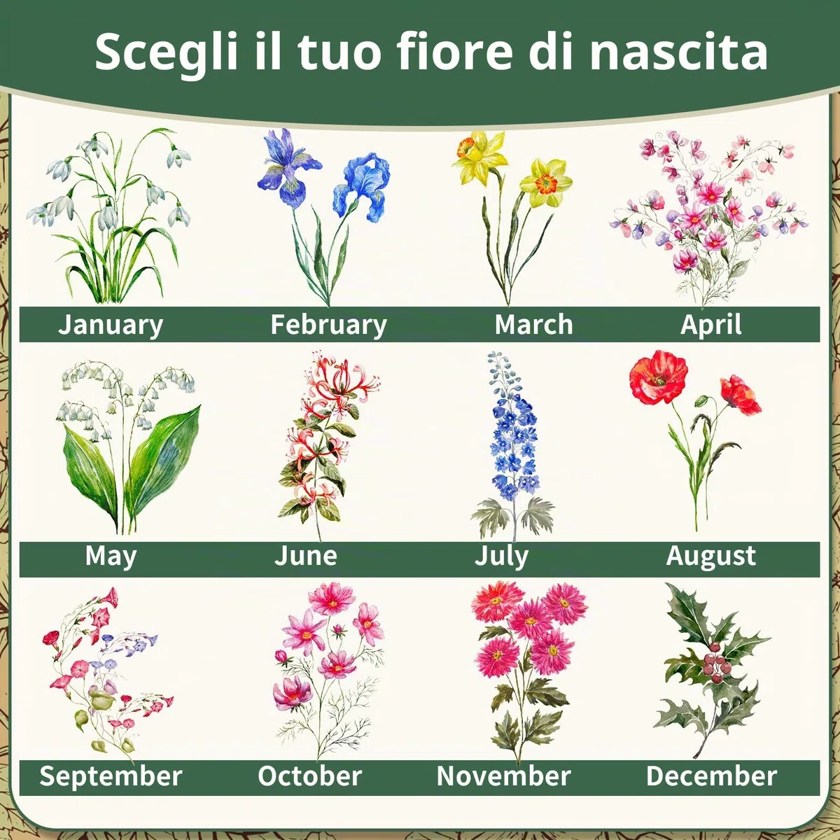 Set di Attrezzi da Giardinaggio Personalizzati, Kit di Forniture da Giardinaggio, Regali da Giardinaggio per Donne, Borsa Organizzatore per Attrezzi da Giardino con Fiore di Nascita e Nome