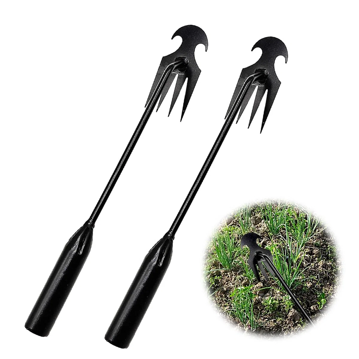 2 pezzi in acciaio inox per erbacce, attrezzi da giardino, erbacce manuali, erbacce con manico lungo, pala da giardino, attrezzi da giardino per la rimozione di erbacce da giardino