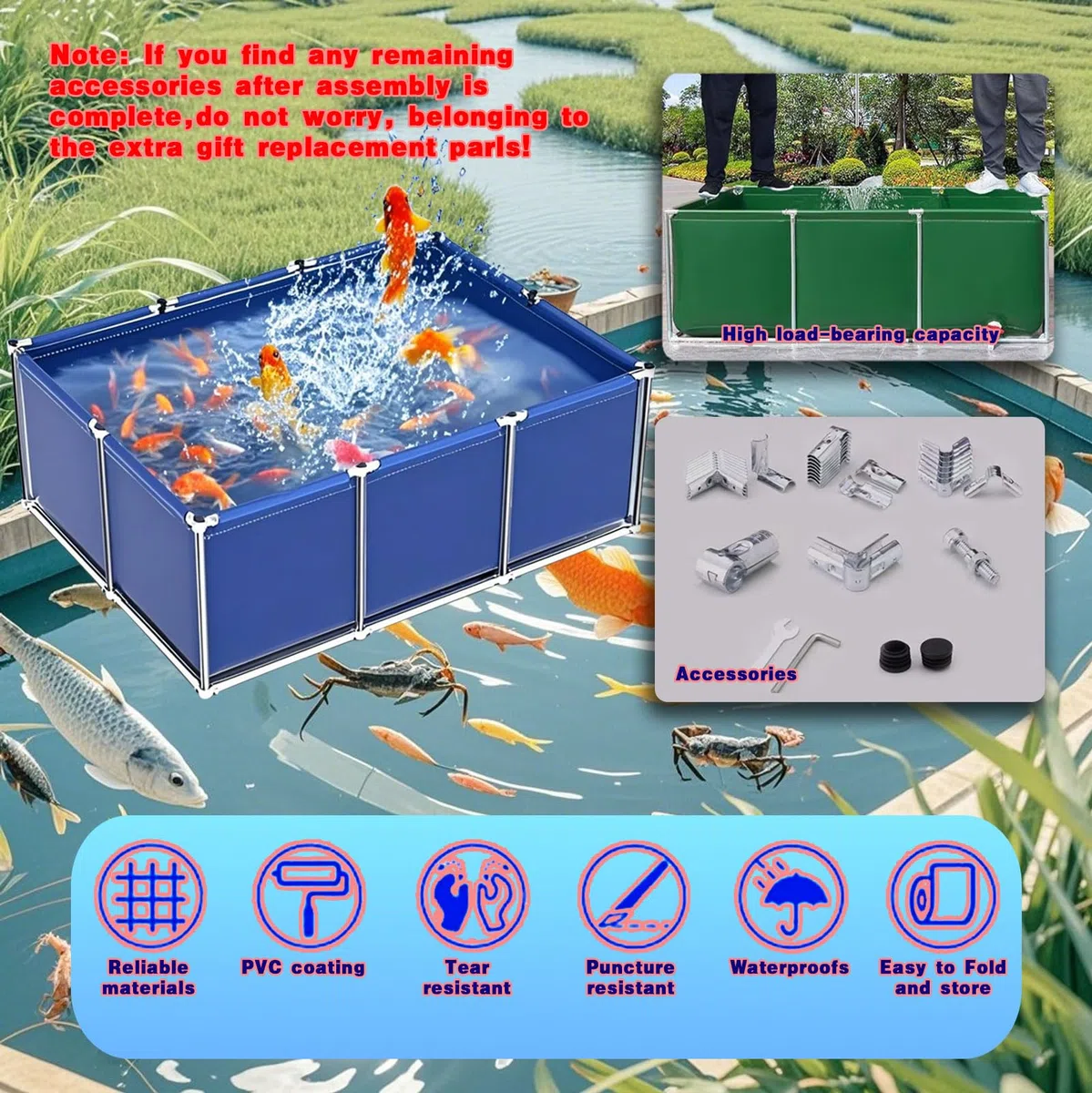 Grande Piscina Rettangolare Con Bordi, Piscina Fuori Terra Con Telaio In Acciaio Per Giardino Esterno Per Famiglie E Bambini, Montaggio Semplice, Telaio In Metallo Durevole, Include Cerotto Di