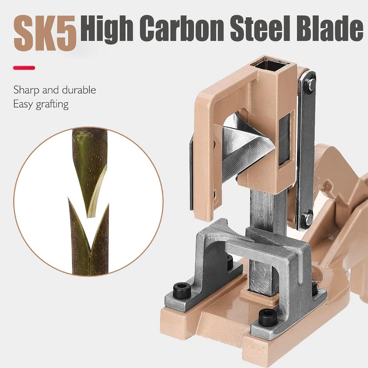 Kit per potatura da innesto, strumenti per innesto di alberi da frutto con manico antiscivolo, design con scanalatura a V, leva senza sforzo per una cura e una manutenzione efficienti delle piante