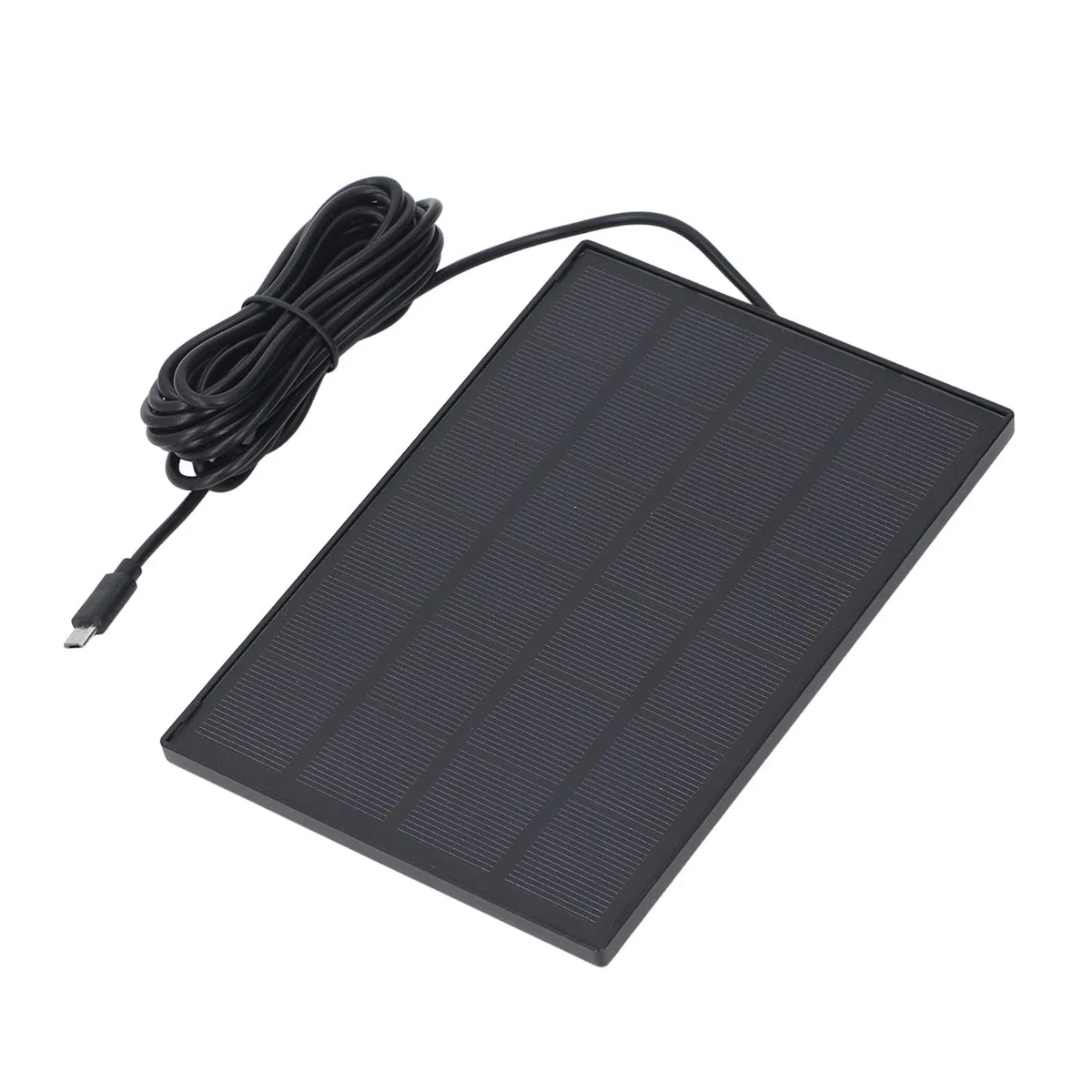 Pannello solare 5W 5V per telecamera di sicurezza IP66 Caricabatterie wireless esterno impermeabile con staffa regolabile Interfaccia USB tipo C Cavo da 3 metri