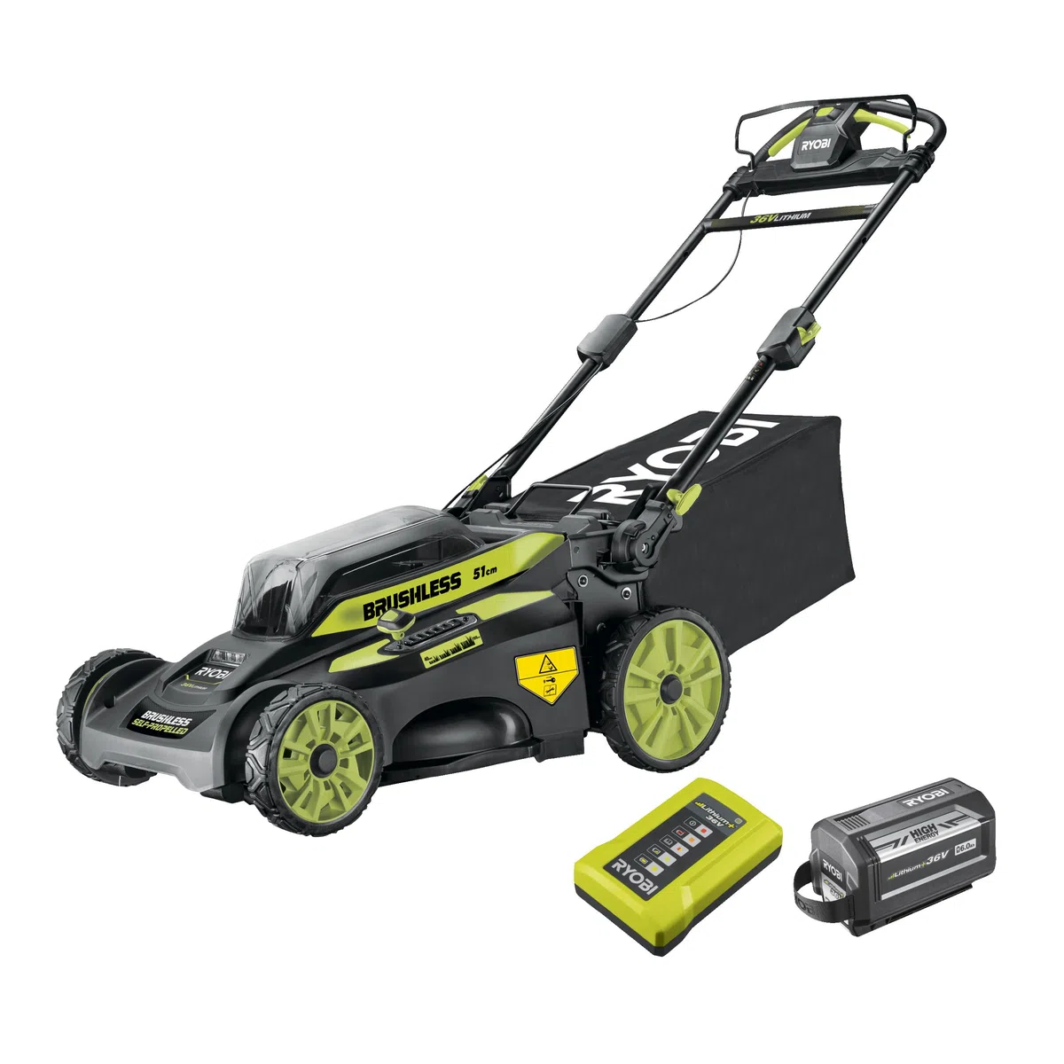 RYOBI 36V LithiumPlus Brushless trainato RYOBI 36V - taglia 51 cm - 1 batteria 6.0Ah - 1 caricatore rapido RY36LMX51A-16