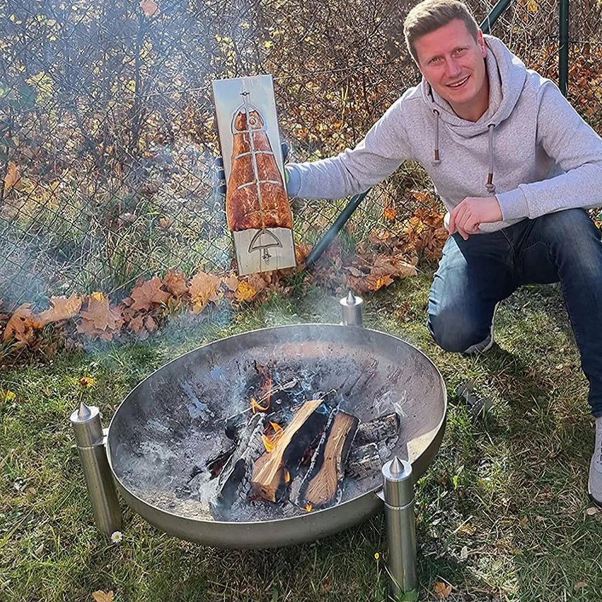 Partita Di Salmone Di Fiamme - Tavola Di Cottura Barbecue, Supporto Di Pesce Regolabile | Plank Grill Per Cucina All'Aperto, Arrosto Di Frutti Di Frutti Di Frutti Di Calcio Con Impostazione Di Picnic