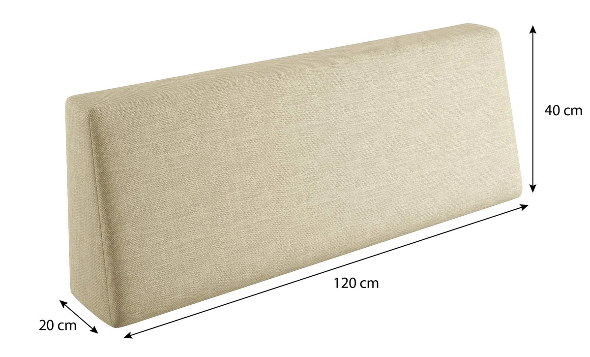 sunnypillow Cuscino-schienale 120 x 40 x 20 cm - Cuscini per divano in pallet per casa e giardino - fodere asportabile e lavabile - Spalliera per Bancali, Interno - Esterno, schiuma fredda - cremoso