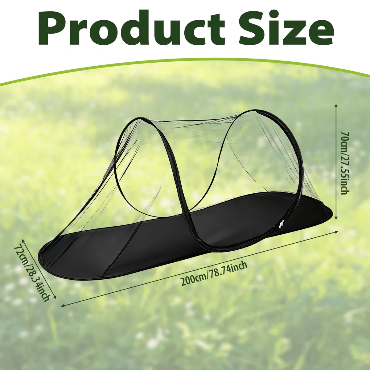 Tenda Zanzariera da Esterno, FainFun Rete Zanzariera Letto Portatile, Mosquito Net Pop-Up, per i viaggi, il Campeggio e la Casa (1, Nero, 200 x 100 x 73 cm)