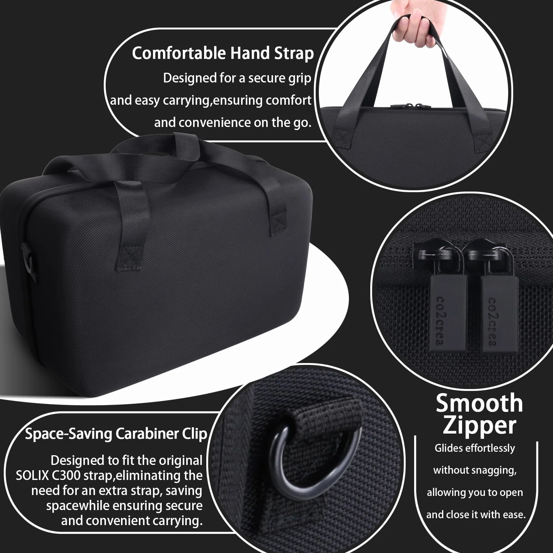 co2CREA cassa custodia borsa per Anker SOLIX C300 Stazione Elettrica Portatile 300W Generatore Solare esterno (solo custodia)