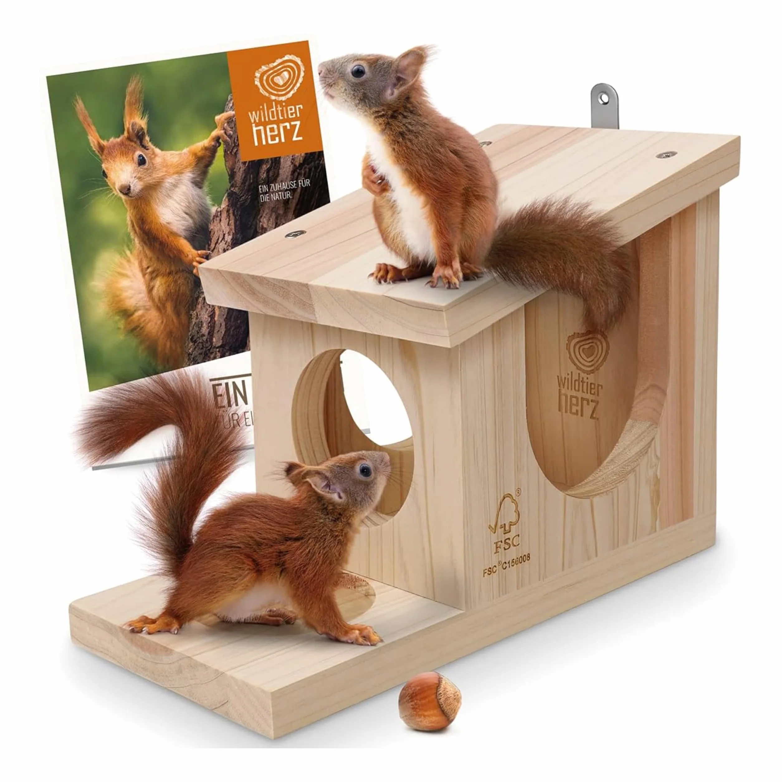 Görges Markenwelt Naturale Mangiatoia per Scoiattoli, da Appendere - Casa di Scoiattolo e Nido - Resistente alle Intemperie Mangiatoia per Giardino - Legno Naturale - Ecologico per Scoiattoli