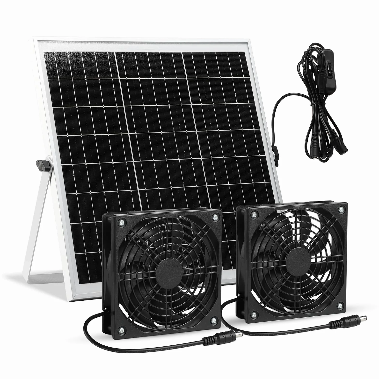 Ventilatore solare, 15 W, impermeabile, con doppio ventilatore DC per piccoli polli, serre, capannoni, case di animali domestici, scarico per finestre