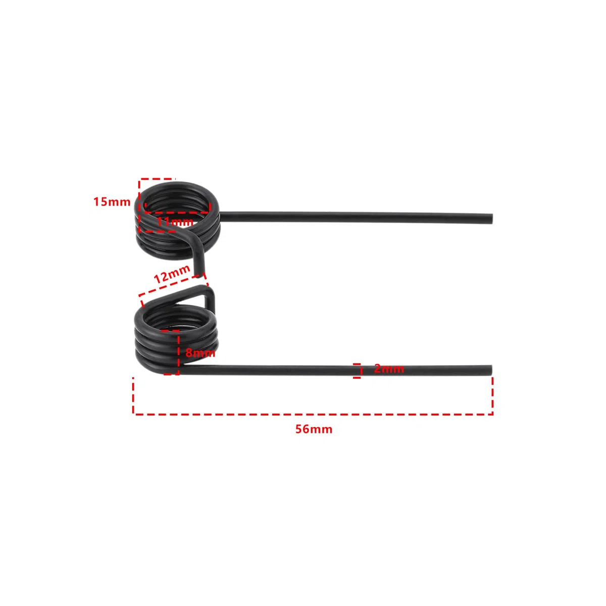 12 Paia di Molle Resistenti per Ventilatori Tamburi Molle A Destra E A Sinistra Rulli Molle Resistenti Compatibile con al-KO 38 E 38 P 32 VLE 38 VLB 38 VLE Nere 56x11mm