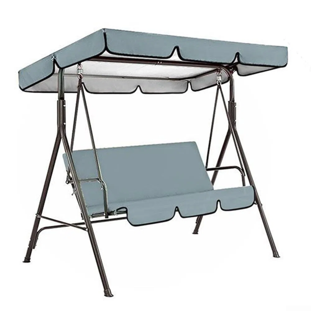 Set di ricambio per dondolo da giardino a 3 posti, con baldacchino e coprisedili, impermeabile e resistente ai raggi UV (grigio)
