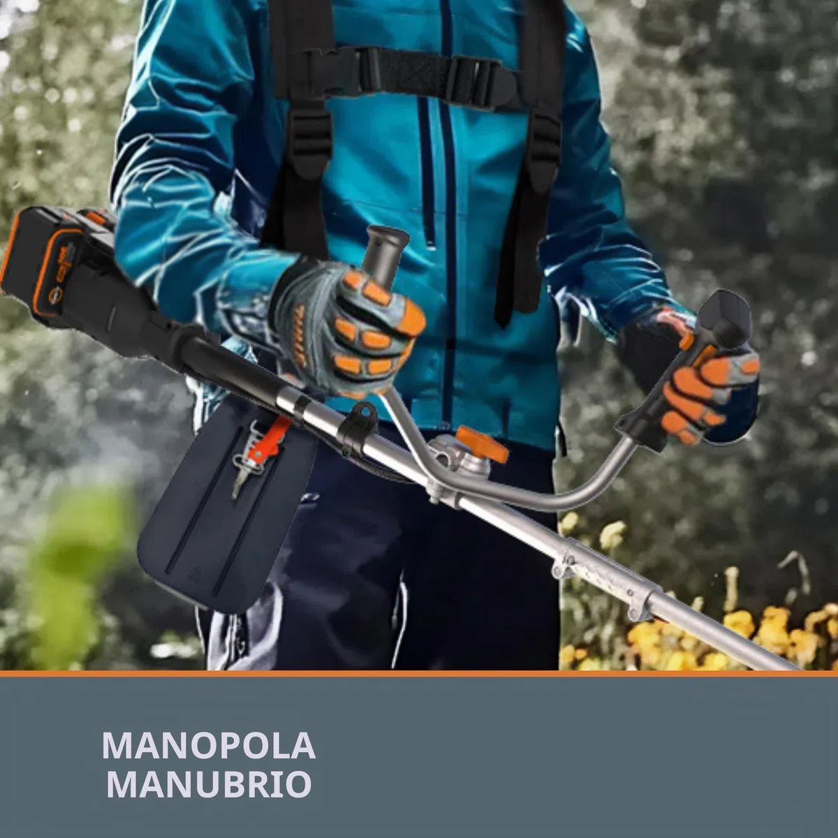 WORX WG084E.9 Decespugliatore a batteria, senza batteria e caricabatt. | Diametro di taglio 38 cm con filo e 25,5 cm con lama, impugnatura a due mani, doppio filo, design leggero e compatto