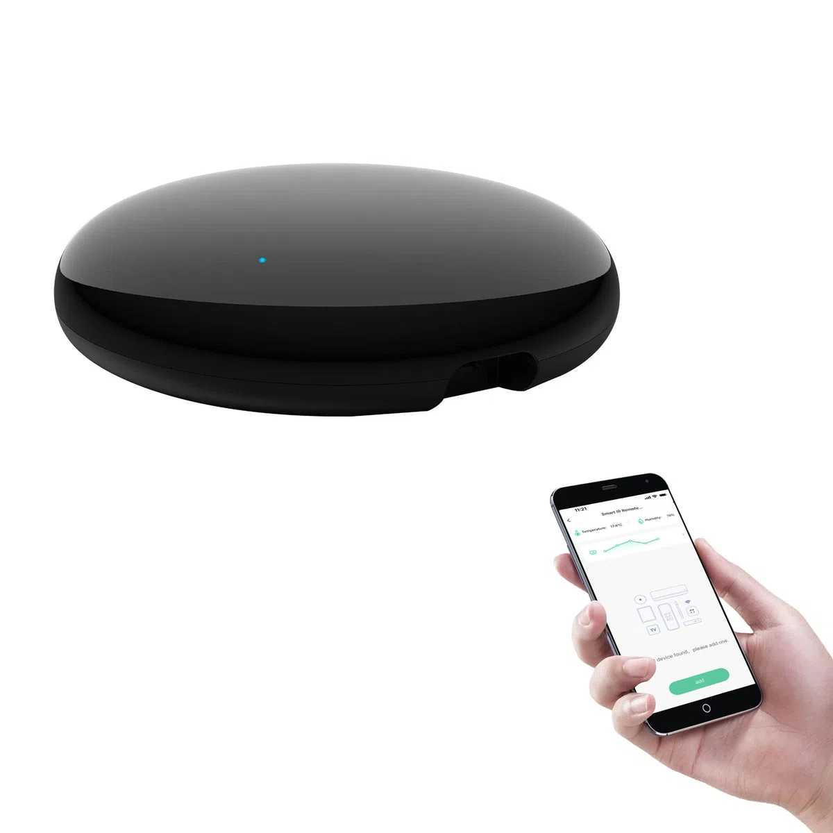 eMylo Telecomando Universale IR Smart, WiFi Termometro Igrometro per Ambiente Misuratore di Umidità e Temperatura Interno, Smart Home Automation, Compatibile con Alexa e Tuya per TV DVD