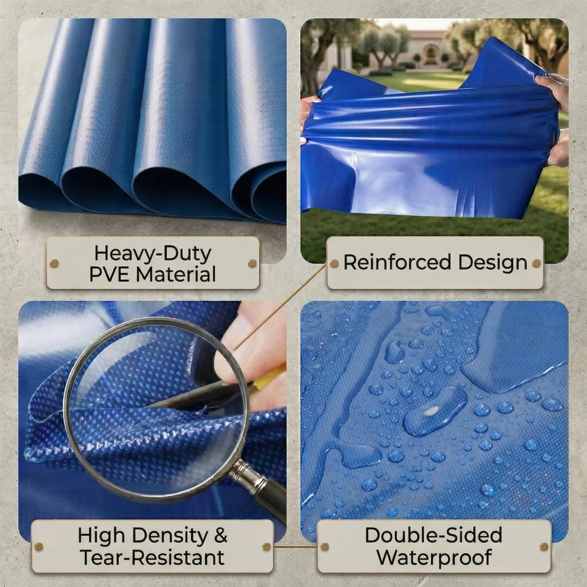 Piscina fuori terra con tela in PVC resistente, ideale per acquacoltura e nuoto, protezione solare e resistenza agli strappi per uso in giardino