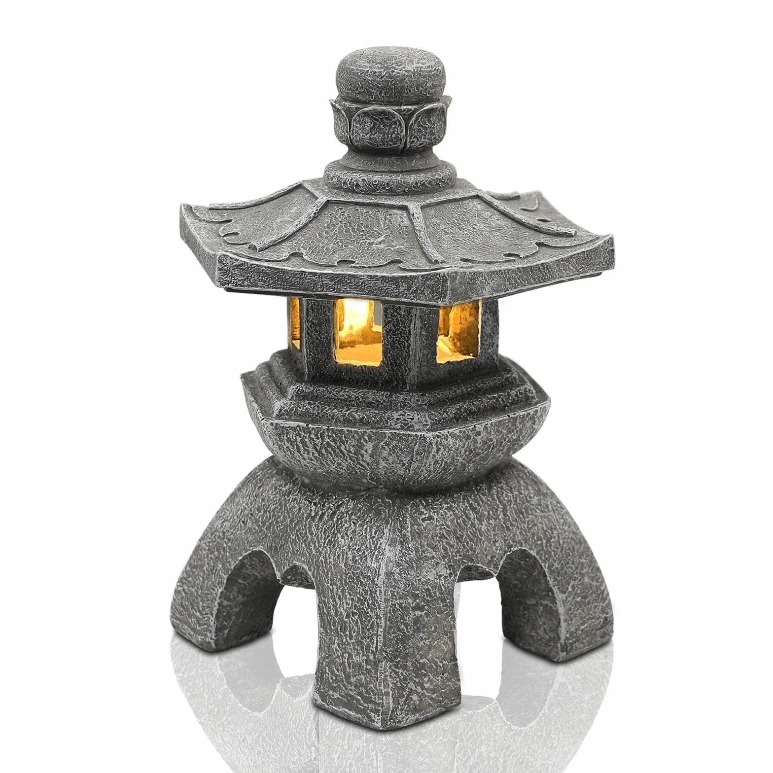 Yeomoo Decorazione a pagoda solare per esterni, lanterna solare da giardino, decorazione giapponese per soggiorno, balcone, terrazza, regalo per donne, mamma, impermeabile, lampada solare da giardino