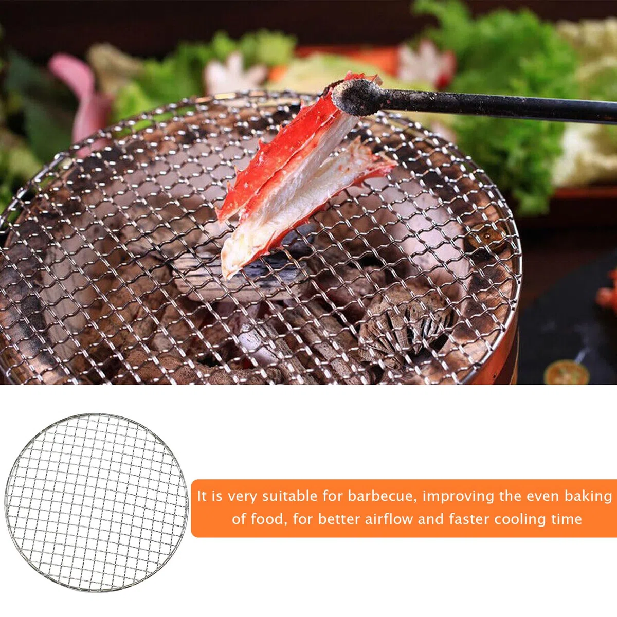 kingsea Griglia rotonda da 16,5 cm, in acciaio inox, per barbecue, a carbone, griglie elettriche, forni, cibo alla griglia, 1 pezzo