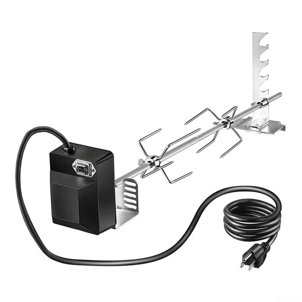 Kit girarrosto elettrico automatico per grigliare all'aperto, asta in acciaio inossidabile 304 con motore e forchette, lunghezza regolabile 73 cm, strumento resistente per barbecue per carne e pollame