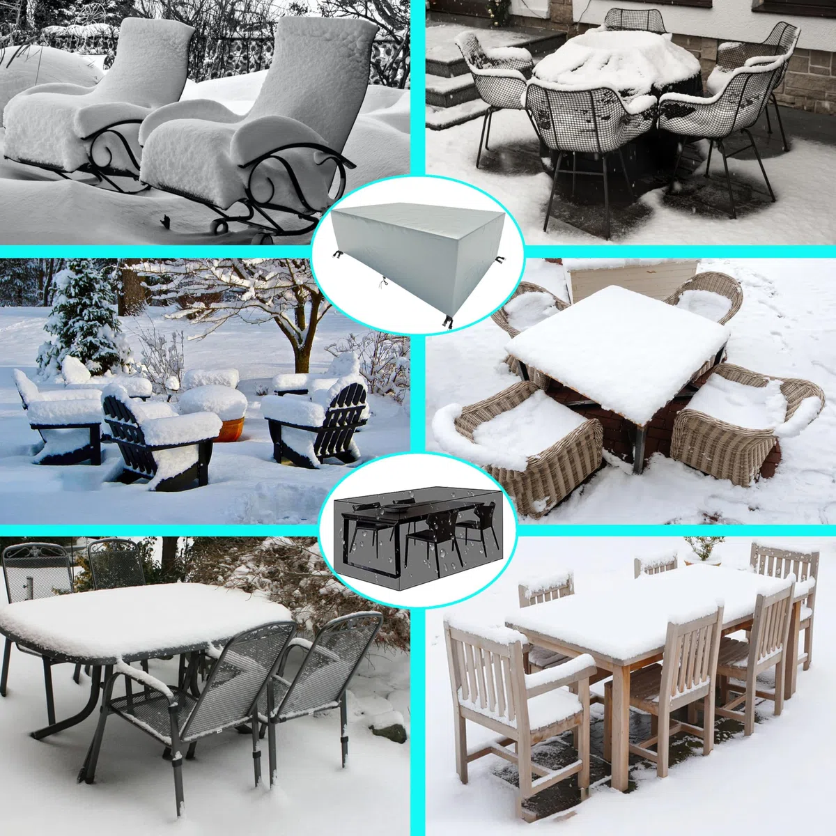 HNKDKJ Copertura Per Mobili da Giardino 180x80x45cm/LxWxH Tessuto Oxford 420D Copritavolo Tavolo da Esterno Copritavolo Esterno Impermeabile Antivento Anti-UV Copertura Tavolo Esterno Rettangolare