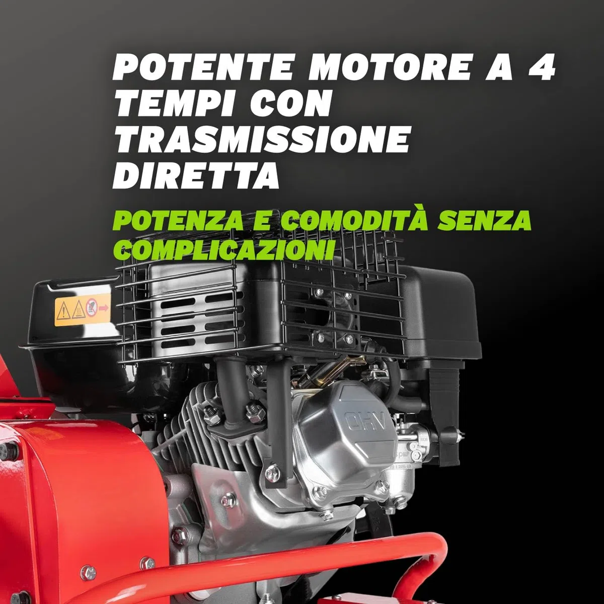 GREENCUT GE212X-B - Trituratore a benzina 212cc 7cv, tritura rami fino a 50 mm, include sacco da 64 L, con ruote e maniglia per il trasporto, rosso