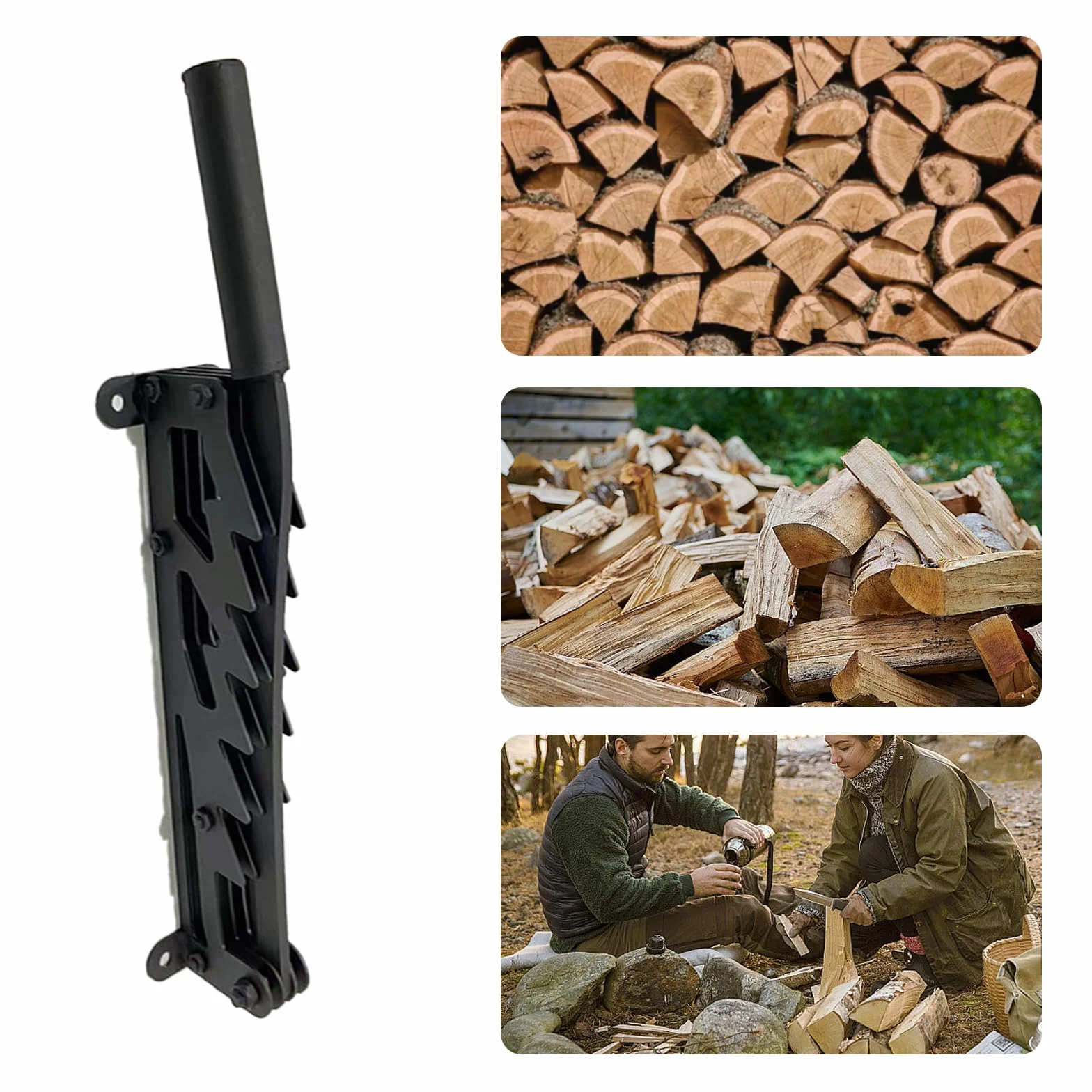 Spaccalegna a parete, spaccalegna manuale in acciaio al carbonio, montaggio a parete, spaccalegna da ardere, strumento per tagliare il legno, scissione per legno all'aperto (manico esteso)