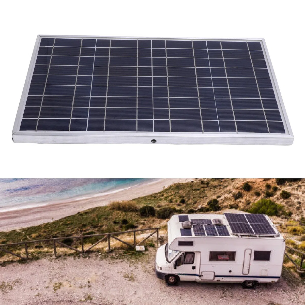 Fabater Kit Pannello Solare Versatile da 100 W con Regolatore di Carica da 12 V, Caricabatterie da Pannello Solare Ad Alto Tasso di Conversione per Applicazioni Off Grid, Telaio in Alluminio per,