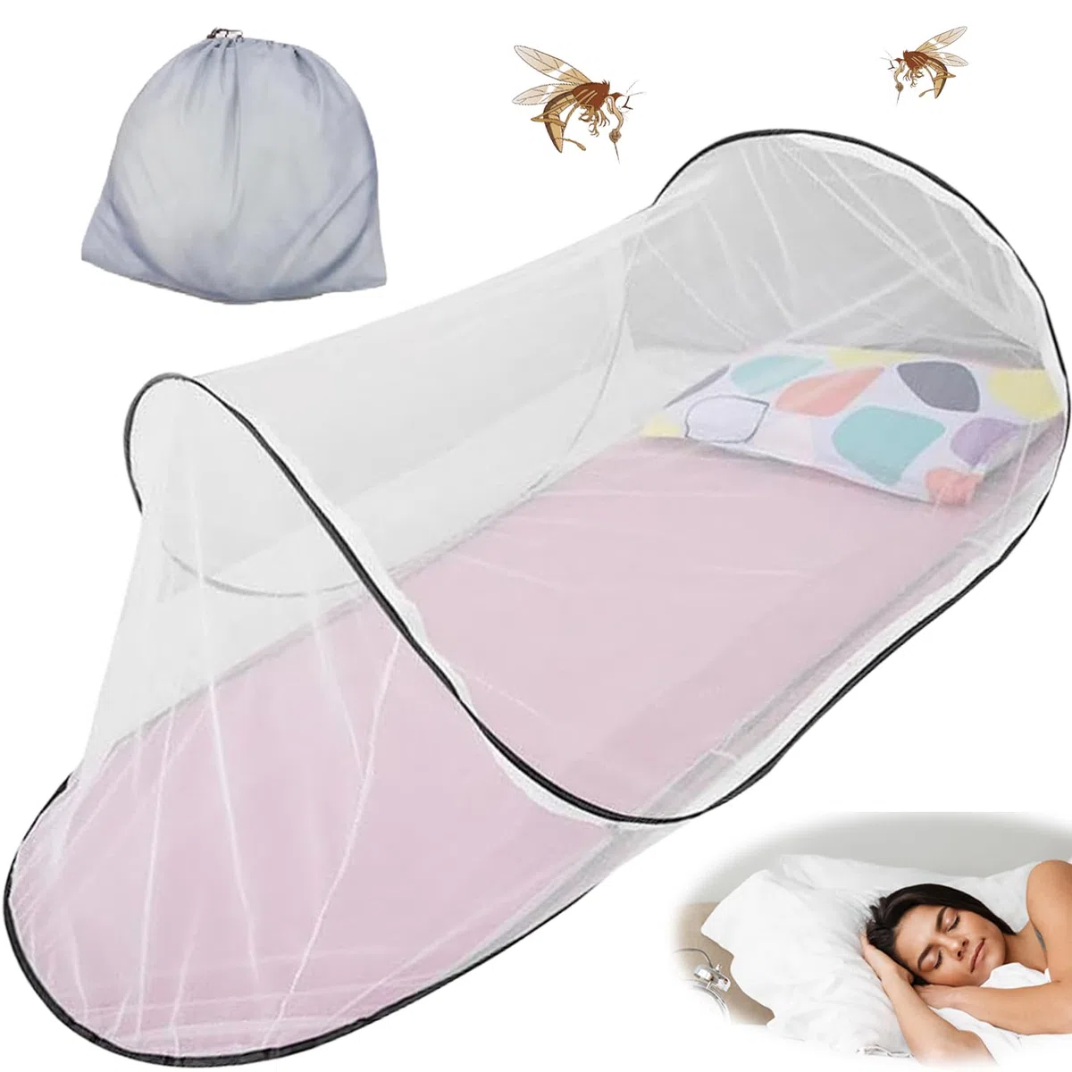 Zanzariera Pop Up, 200 x 80 x 56 cm Pieghevole zanzariera, Zanzariera da Viaggio, Zanzariera Pieghevole Per Letto Singolo, Zanzariera Per Campeggio, Adatto Per Uso Interno Ed Esterno