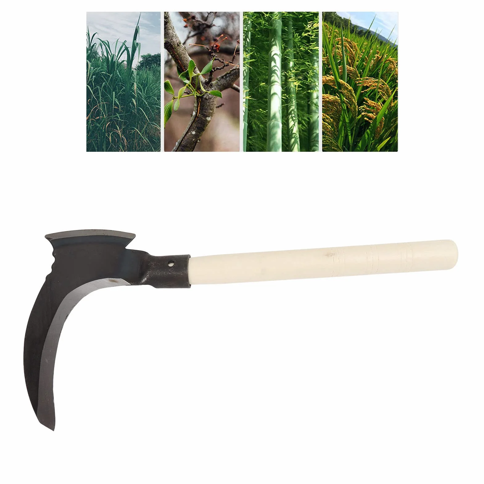 Doppia Falce,Falce da Diserbo in Acciaio Ad Alto Manganese Giardinaggio Multiuso Falce da Diserbo Falce di Sicurezza Portatile Falce Doppia Attrezzi da GiardinaggioFalciatura Tagli (Testa di taglio