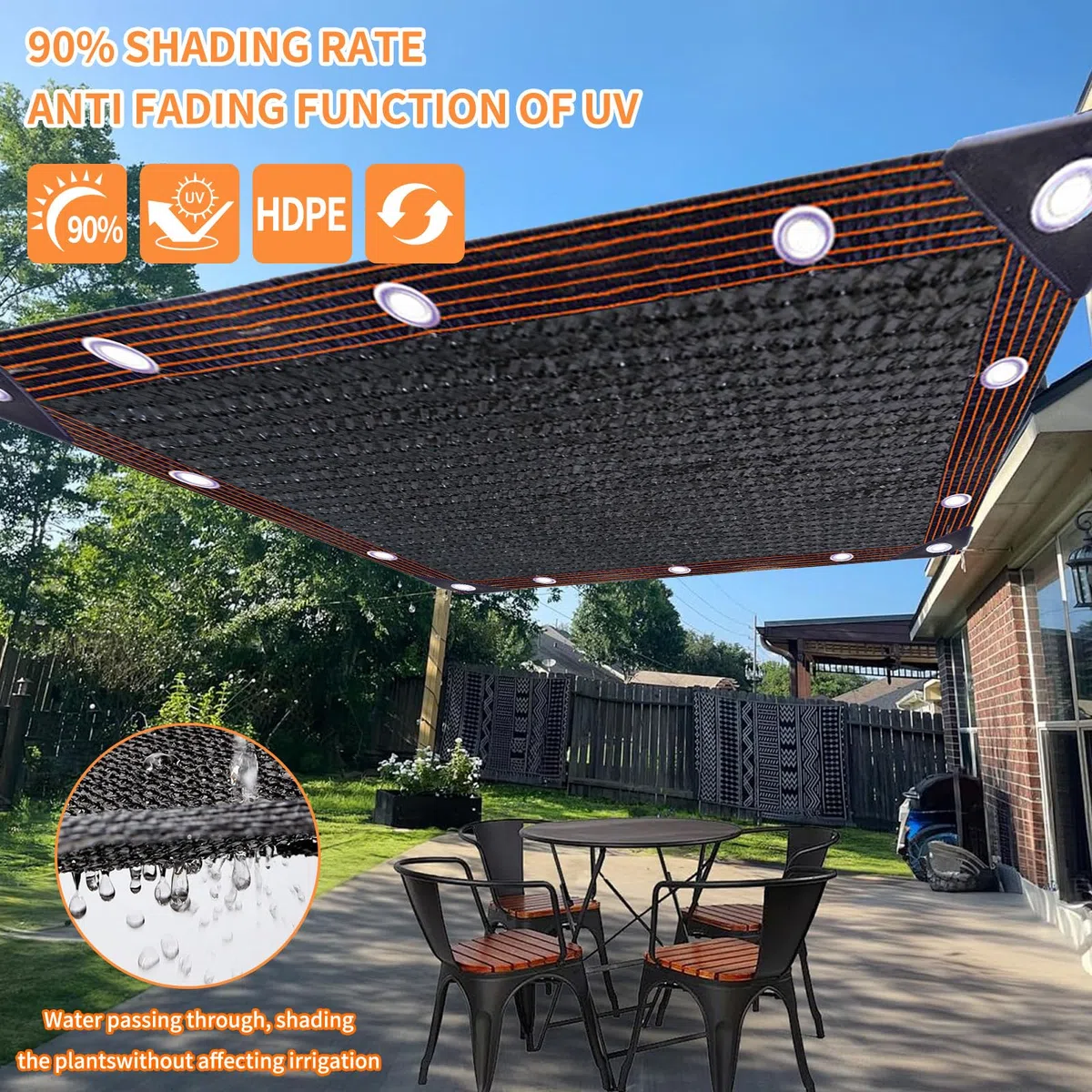 Tenda Parasole Rettangolare,Rete Ombreggiante da Giardino 3 x 6 m,Rete di Protezione Solare,Rete di Ombreggiatura con Occhielli,per Serra,Terrazzo,Piante,Pollaio