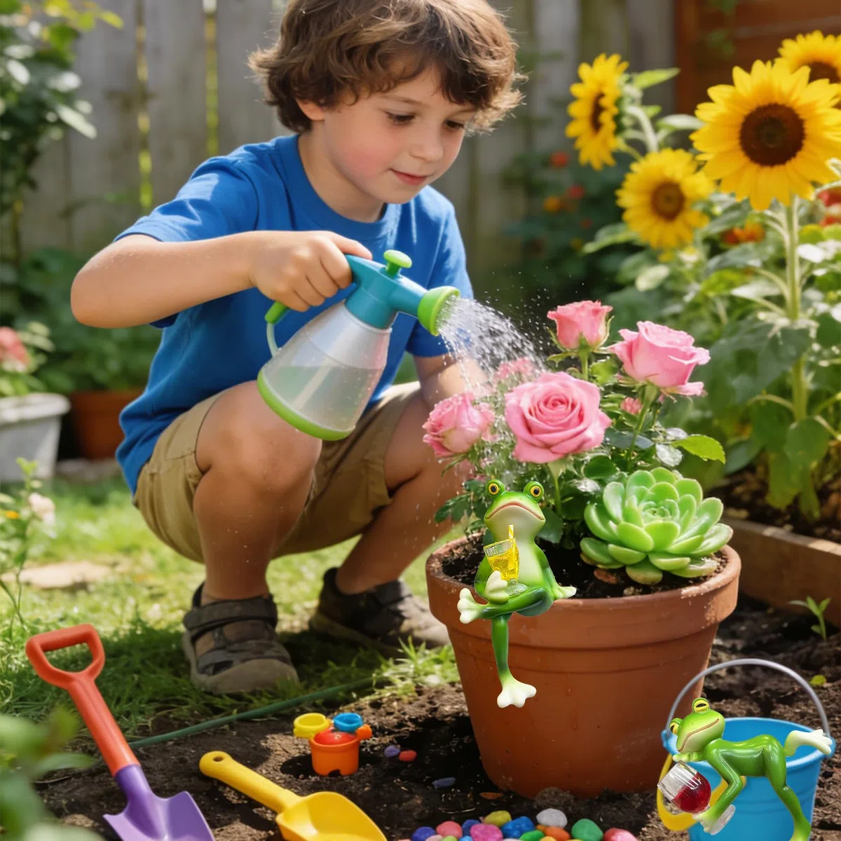 3 mini rane statuette per fiori da appendere a forma di rana, decorazione per piante in vaso, decorazione da giardino, mini laghetto, rana, decorazione da giardino, per laghetto da terrazzo