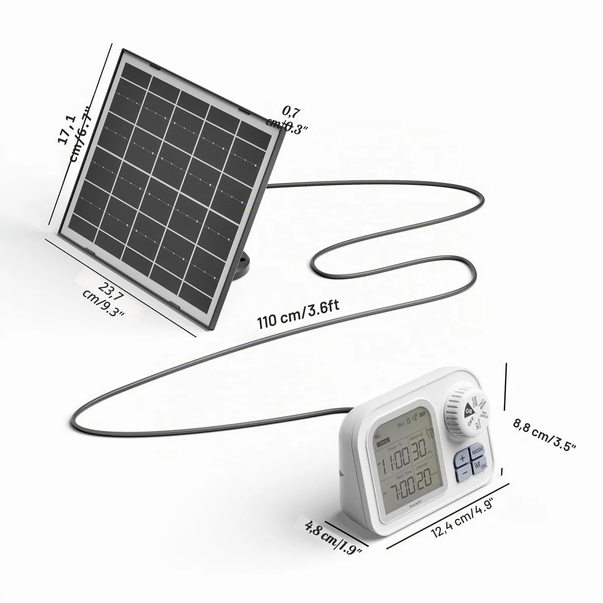 Raddy Sistema di irrigazione solare WS-74 con controllo Smart App, IPX7, impermeabile, sensore di umidità del suolo regolabile, batteria da 2600 mAh, set di irrigazione a goccia automatico per 15