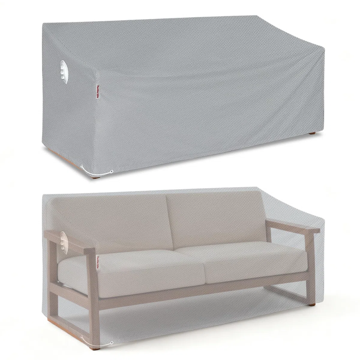 Turtle Life Copridivano da giardino, patio esterno, resistente, resistente ai raggi UV e all'acqua, anti-scolorimento, copridivano con prese d'aria, grigio, 152 x 89 x 89 cm