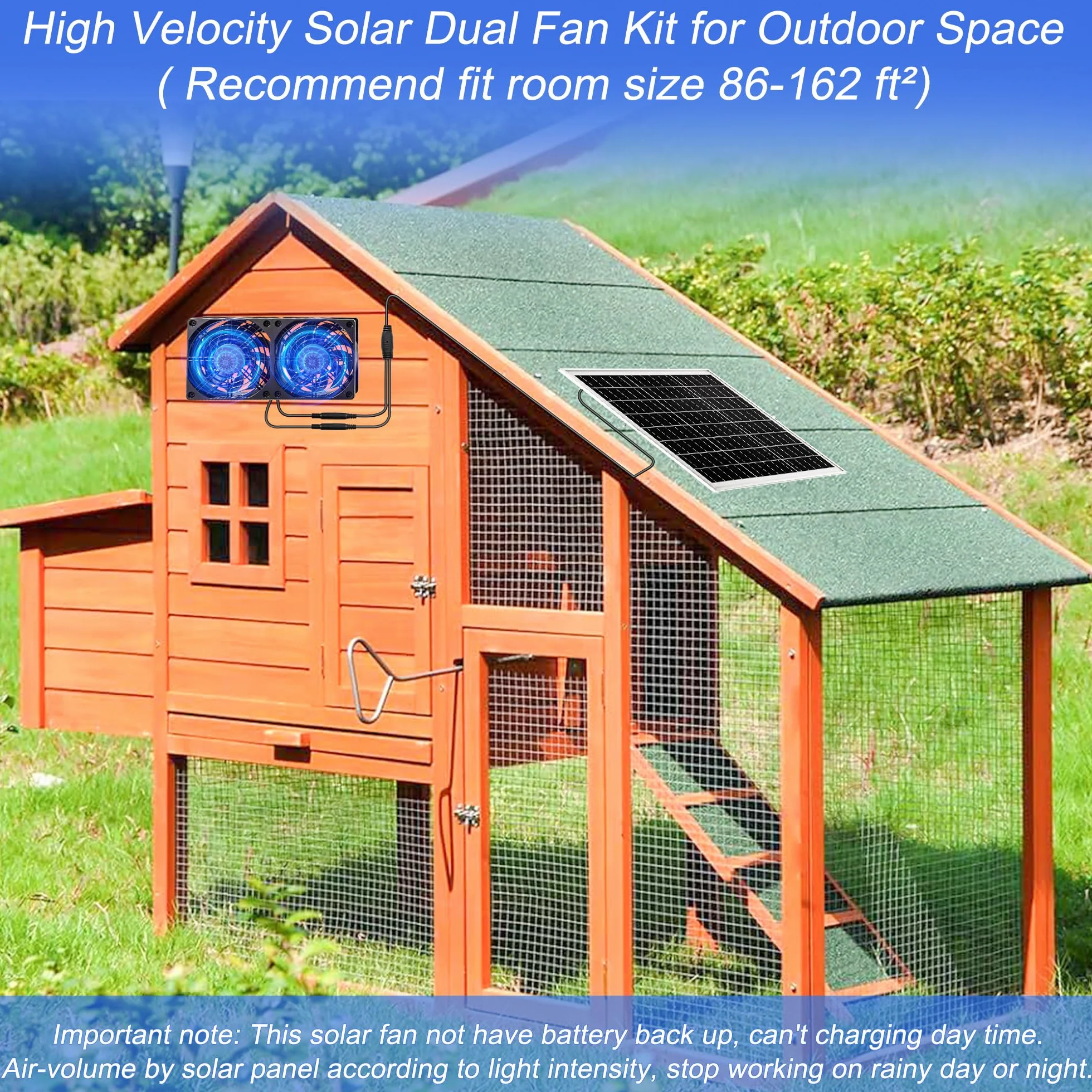 Joycabin Ventilatore solare, modulo solare, kit di ventola, 10 W, ventilatore di scarico solare portatile, per piccoli polli, serre, case per animali domestici, garage, cantina